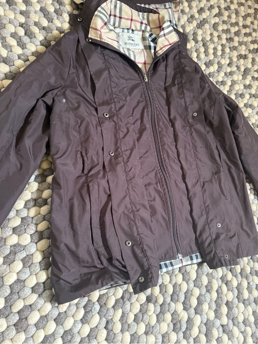 Burberry Dark Brown Hooded Trench Coat with Signature Check Lining - Picture 4 of 5